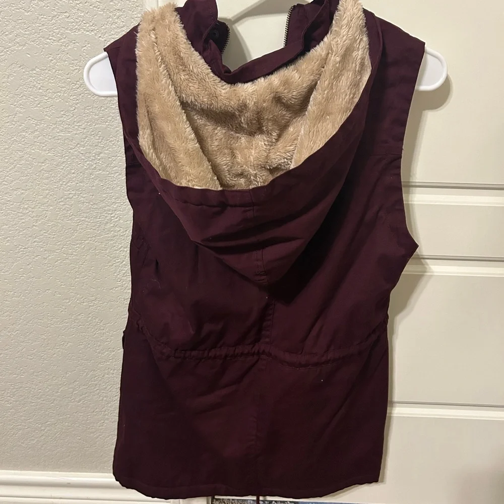 Soft Faux Lined Anorak Utility Hooded Jacket Vest - Picture 5 of 6